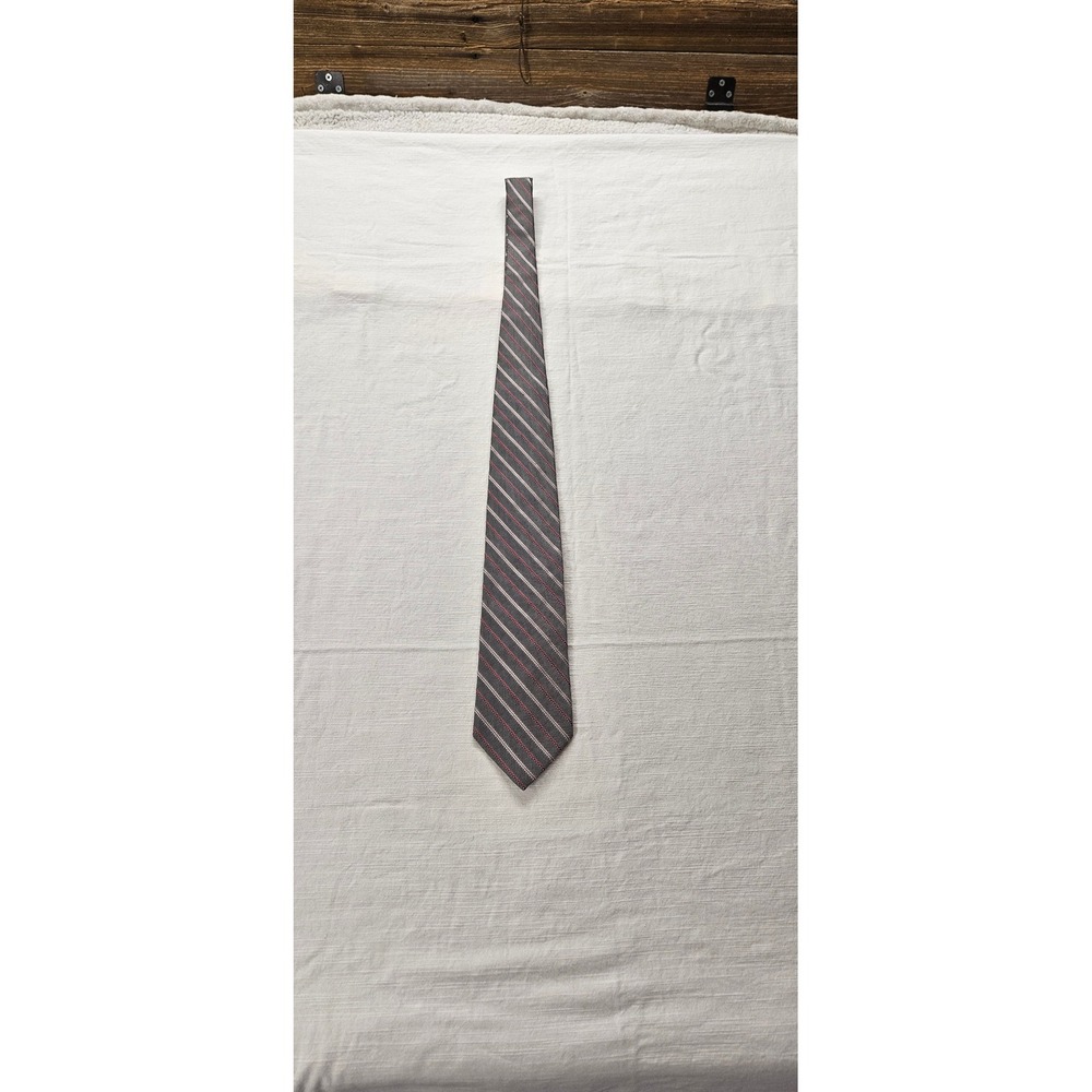 Brooks Brothers Makers Silk Tie Navy Burgundy Silver Repp Stripe Made in USA